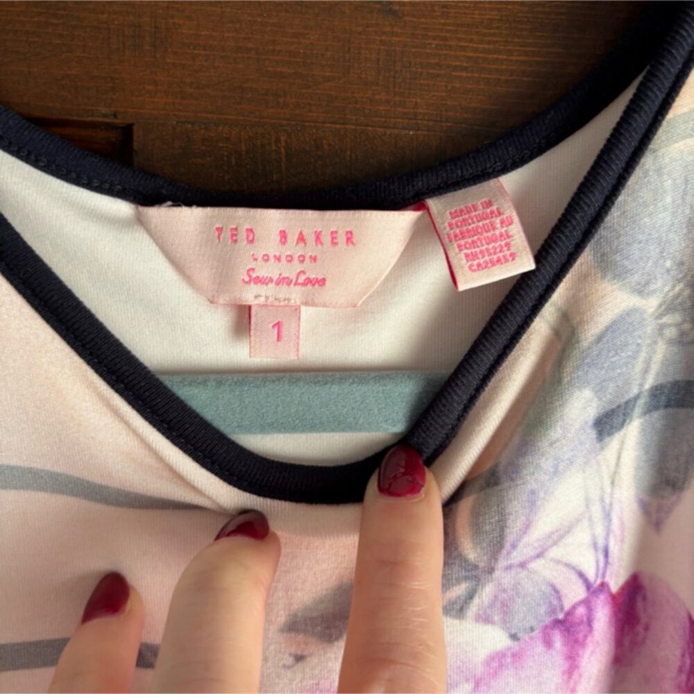 Ted Baker London Laya Peony Floral Stripe Midi Dress - Picture 6 of 8